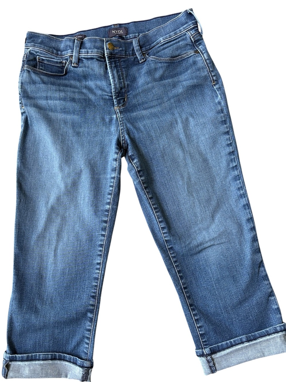 NYDJ Women’s Medium Blue Boyfriend Cropped Jeans, LiftxTuck, Sz 12